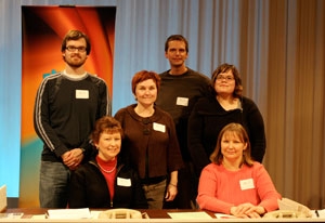 u of i press volunteers Joe, Roberta, Lisa B., Rohn, Lisa S., & Jennifer