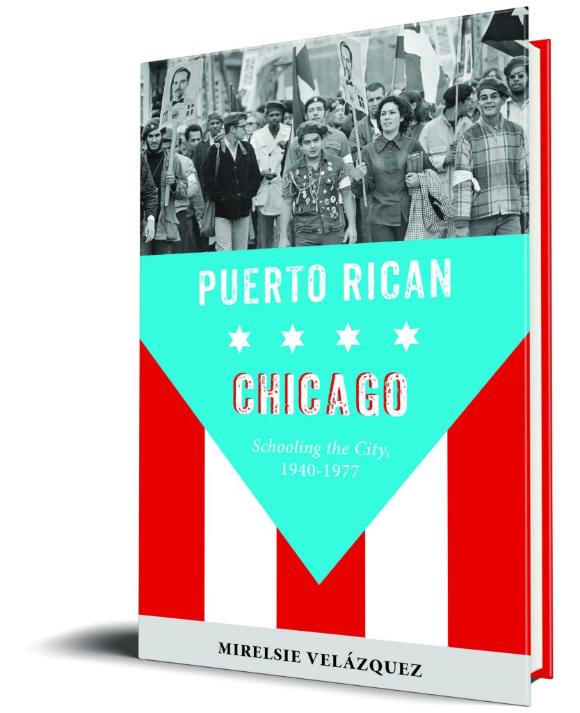 The book cover shows a crowd of marching Puerto Rican activists over a stylized flag of Puerto Rico.