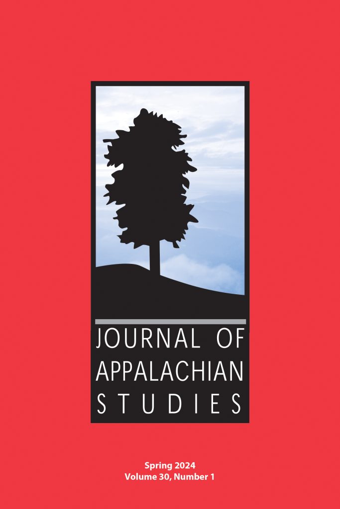 Cover of Journal of Appalachian Studies, Volume 30, Number 1, Spring 2024Silhouette of a tree on a hill in front of a cloudy sky, red background