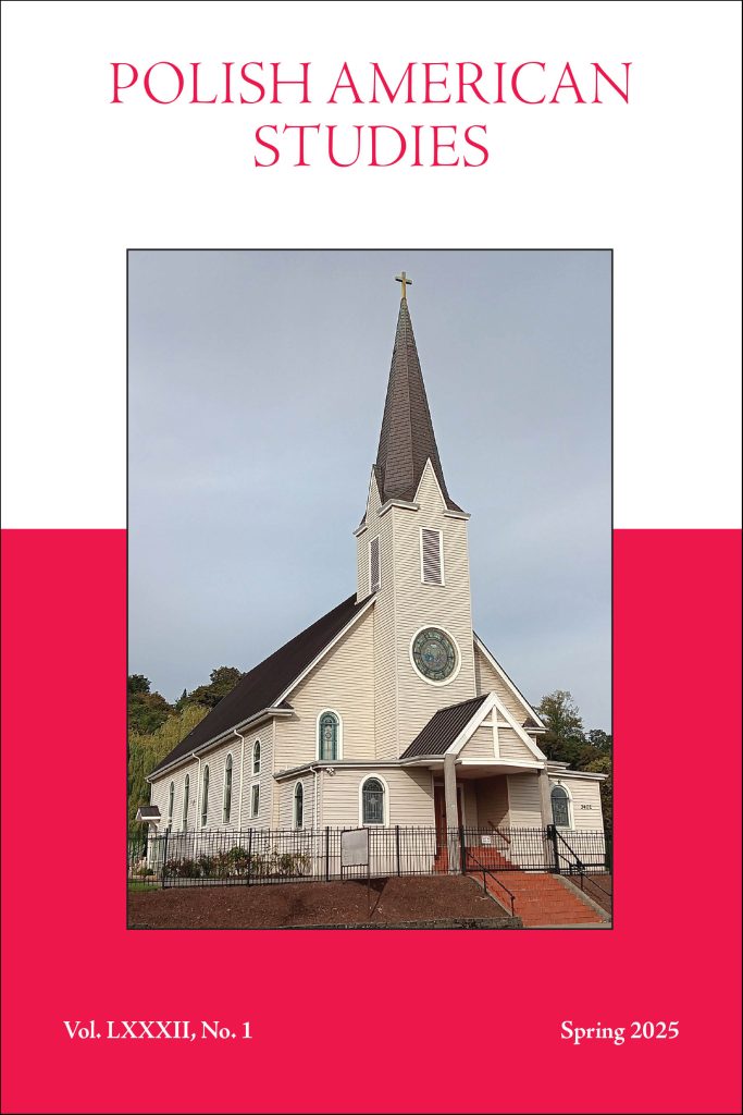 Cover of Polish American Studies, Vol. 82, No. 1, Spring 2025
White and red color block background with photo of a church.