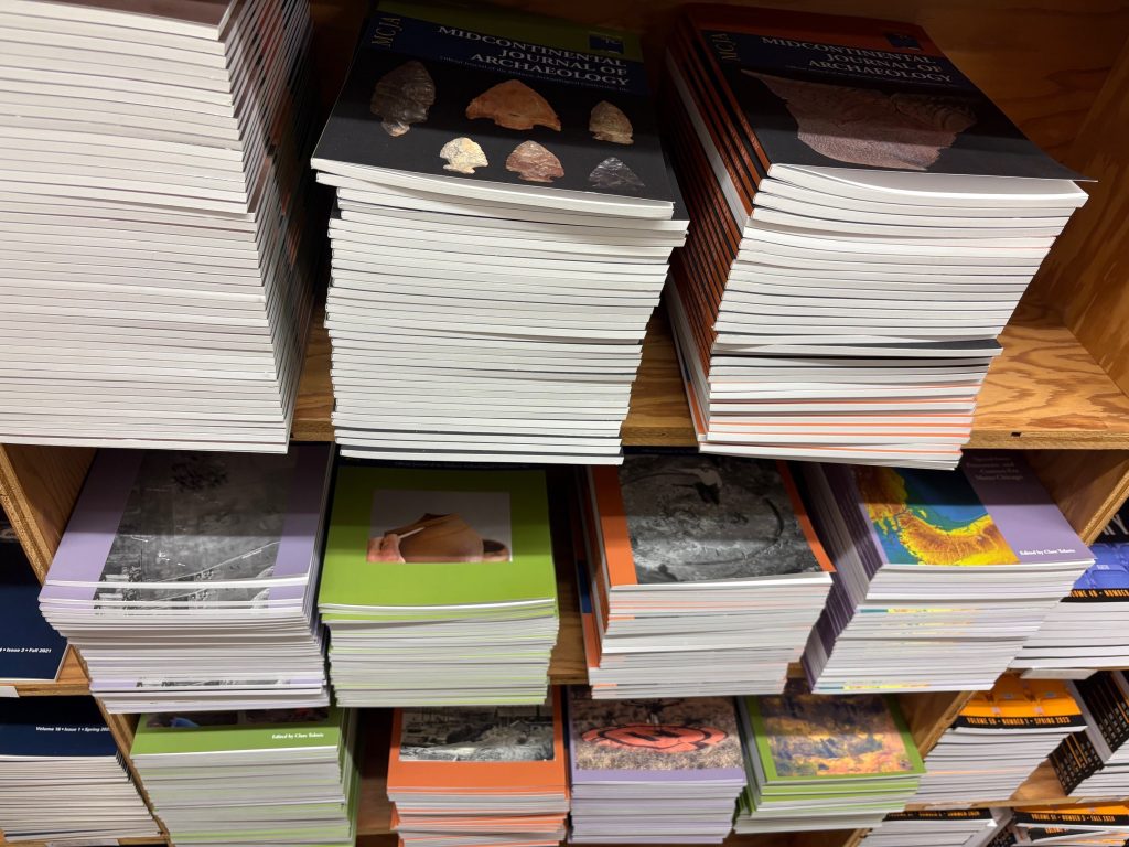 Shelf of issues of Midcontinental Journal of Archaeology
