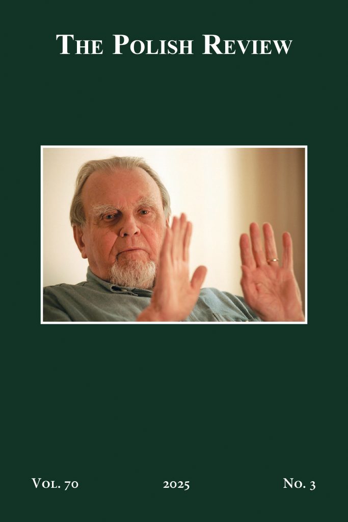 Cover of The Polish Review, Volume 70, Number 3, 2025
Photo of Czeslaw Milosz with a dark green background.