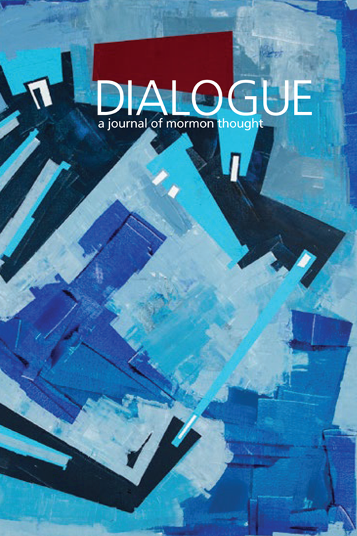 Cover of Dialogue: A Journal of Mormon Thought Vol. 51, No. 3, Fall 2018. Blue abstract art with black and red geometric elements.