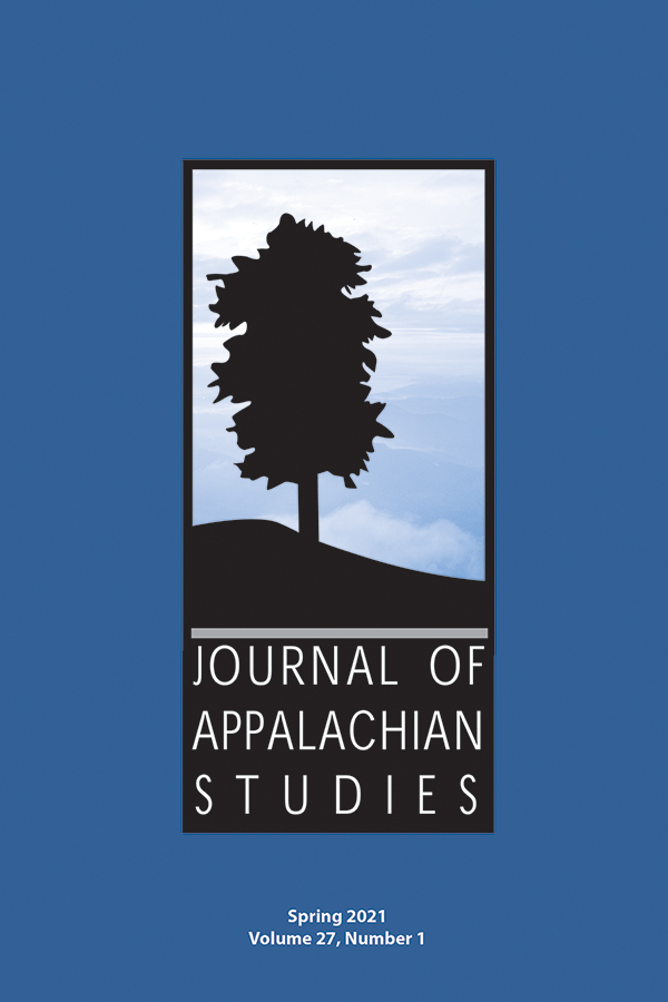 Cover of Journal of Appalachian Studies, Volume 27, Number 1, Spring 2021
Silhouette of a tree on a hill in front of a cloudy sky, blue background